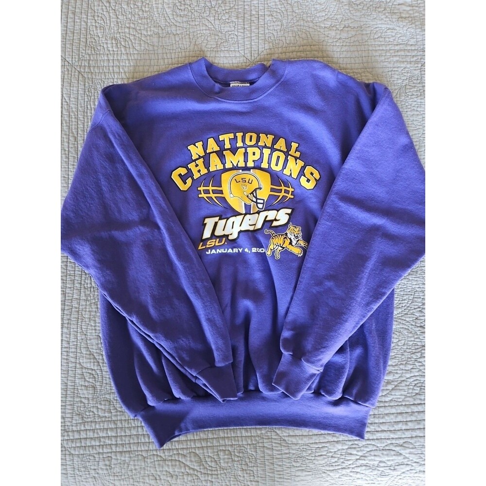 Vintage Y2K 2004 National Champions LSU Tigers Crewneck Sweater XL Briar Creek